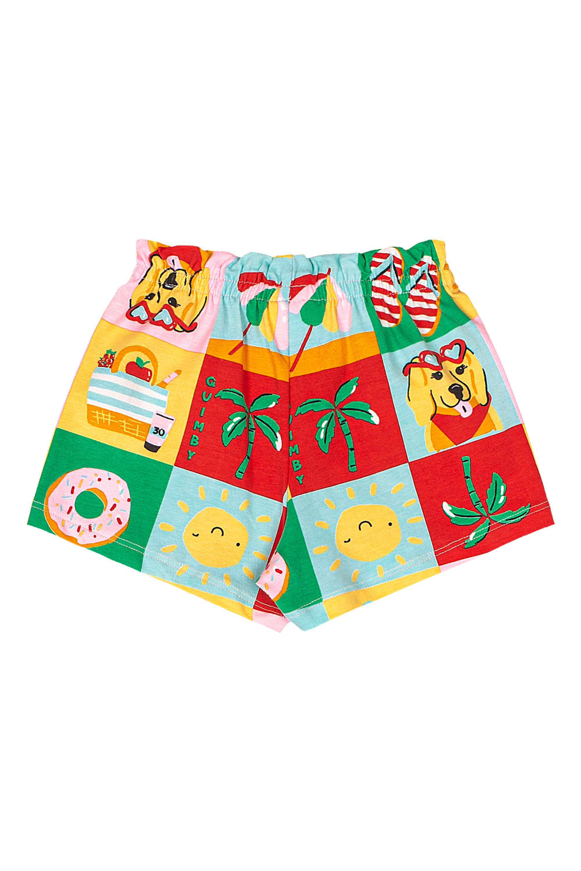 Conjunto Bebê Menina Blusa com Strass e Short Estampado (Branco) Quimby - Imagem 15